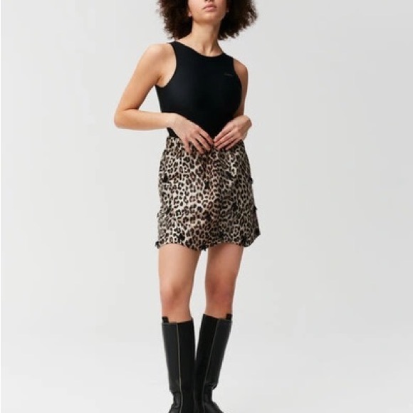 GANNI Crispy Jacquard Tessels Mini Skirt In Leopard - US 4 *NWT* never worn. - Picture 7 of 9